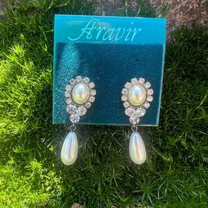 Vintage Pearl and Crystal Drop Earrings